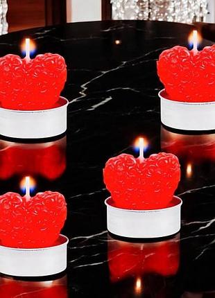 Свеча сердце рельефное в цветах 3,5см 25-860 красное