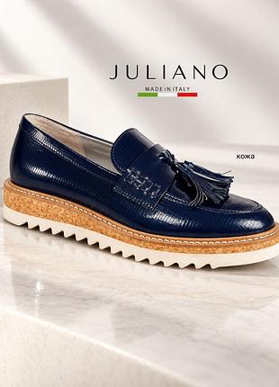 Juliano (италия)  кожаные туфли лоферы с кисточками