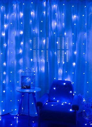 Гирлянда светодиодная от сети штора y-20-55b-blue 19658 3х2 м 360 led синяя