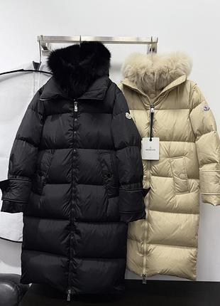 Пуховик жіночий пальто стьобане довге moncler