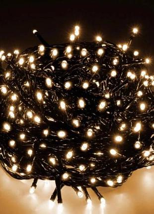 Гірлянда внутрішня лінійна 300led 220v and 115-5 чорний дріт, тепле світло