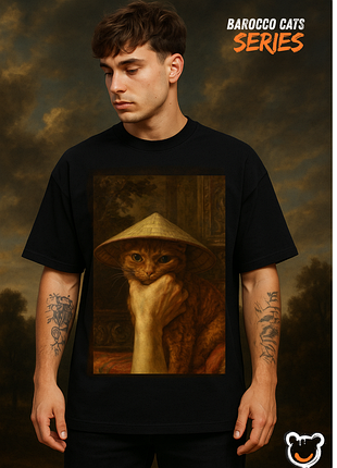 Футболка «barocco zen cat» – black oversize | barocco cats series