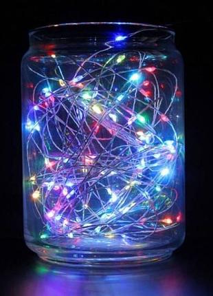 Гирлянда 50led 5м на батарейках + usb мультиколор