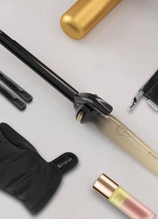 Плойка для завивки волосся 13mm, 120-200°c, керамічне покриття, 20w iparah p-206 чорна із золотим