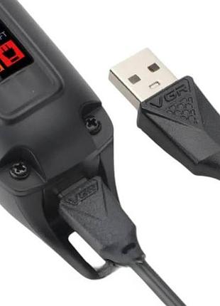 Тример акумуляторний+ 4 насадки led vgr v-918 чорний