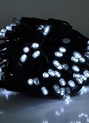 Гирлянда уличная линейная 220v 100led 10м 4551 and 88-10 черный провод, белый свет
