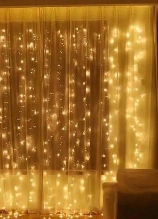 Гирлянда водопад 240 led 3m*2m желтая