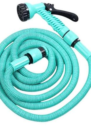 Шланг поливальний 15м, що розтягується з насадкою для поливу expandable garden hose k-50ft бірюзовий