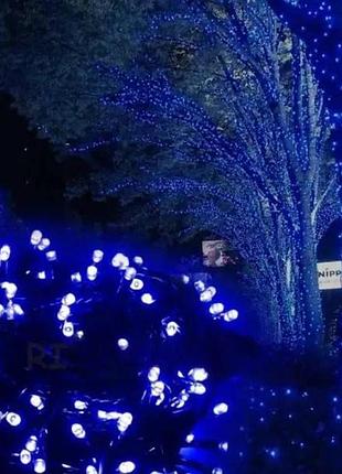 Гірлянда лінійна вулична 50м 800led 220v 800lblue синє світло, зелений провід