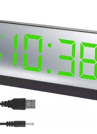 Годинник мережний vst-897-4 з датчиком температури usb зелене підсвічування