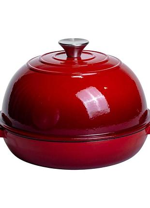 Жаровня-голландська піч чавунна емальована 2 л, червоний yiwu hp-flg-22 red