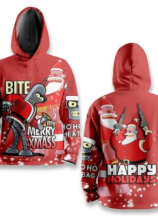 Худі спортивне з 3d принтом happy holdays 31524 s