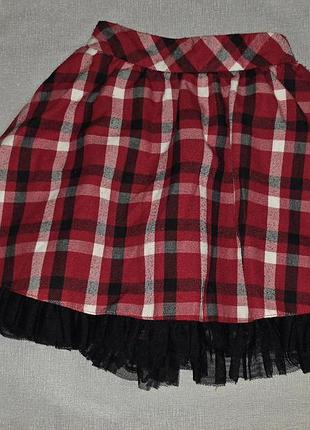 Нарядная юбка в клетку с фатином nutmeg для девочки,4-5 лет