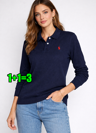 1+1=3 брендовый темно-синий женский свитер лонгслив поло ralph lauren, размер 46 - 48