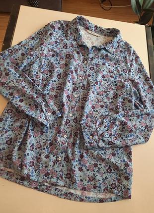 Якісна бавовняна блуза сорочка в квіти розмір 2xl/3xl
