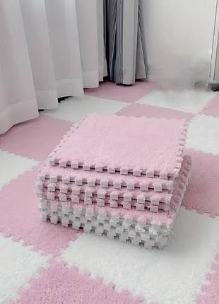 Коврик-пазл плюшевый 30×30см 10шт/уп floor mat and 5579 розовый