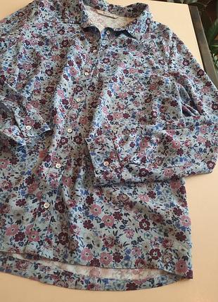 Якісна бавовняна блуза сорочка в квіти розмір 2xl/3xl