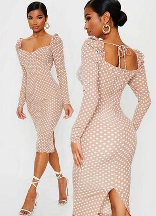 Распродажа платье prettylittlething миди горох