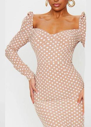 Розпродаж сукня prettylittlething міді горох 2