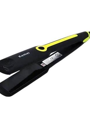 Щипці-праска для волосся kemei km-2116 чорні з жовтим