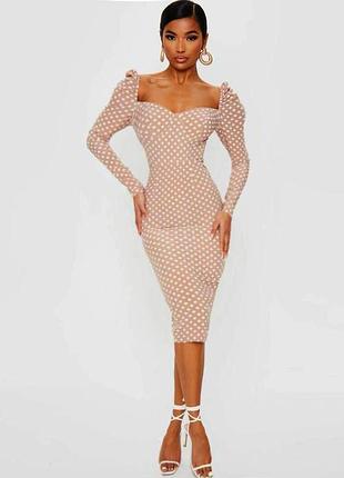 Розпродаж сукня prettylittlething міді горох 5