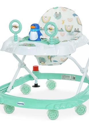 Детские ходунки m 3168-1(turquoise) музыкальные и световые эффекты, со стопором