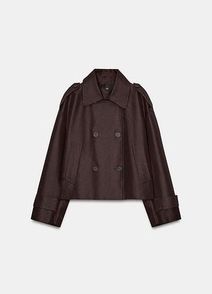Двубортный короткий тренч zara