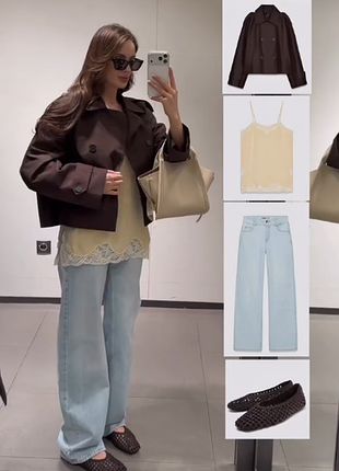 Двобортний короткий тренч zara