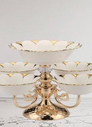 Поднос для фруктов и сладостей (5 тарелок, белые) fruit tray (1303-5)