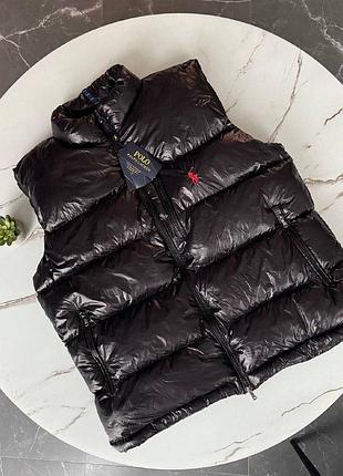 Мужская жилетка polo ralph lauren черная без капюшона безрукавка поло весенняя осенняя l (b)