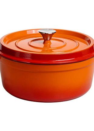 Кокотница чугунная эмалированная 6 л, оранжевый yiwu hp-flg-6 orange