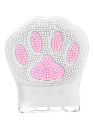 Щетка вибрационная аккумуляторная для лица лапка paw washer белая