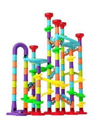 Конструктор-лабиринт для детей из труб с шариками 142 предмета marble run разноцветный