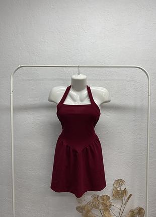 Shein бордовий підлітковий сарафан міні плаття сукня