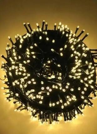 Гірлянда внутрішня лінійна 400led 220v and 117-5 чорний дріт, тепле світло
