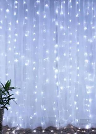 Гірлянда лінійна внутрішня водоспад нитка 240led 4514 and 39-5 прозорий провід, холодне і теплое