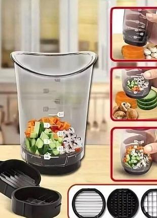 Овощерезка ручная чаша-нарезка для овощей с 3 сменными насадками chop cup