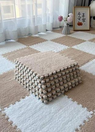 Коврик-пазл плюшевый 30×30см 10шт/уп floor mat and 5579 бежевый