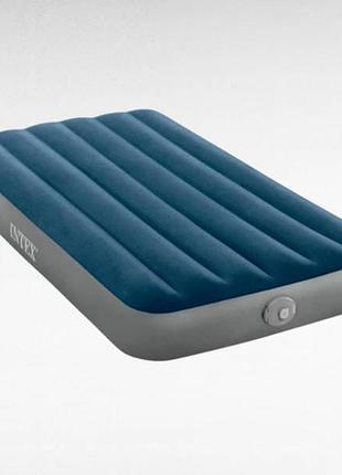 Надувний матрац з велюровим покриттям 191x99x25см 64187 np intex сірий з синім