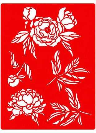 Трафарет многоразовый "peony garden #417" fdtr 417, 15x20 см