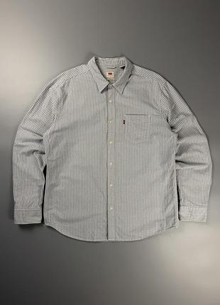Чоловіча сорочка levi’s у класичну біло-блакитну вертикальну смужку.