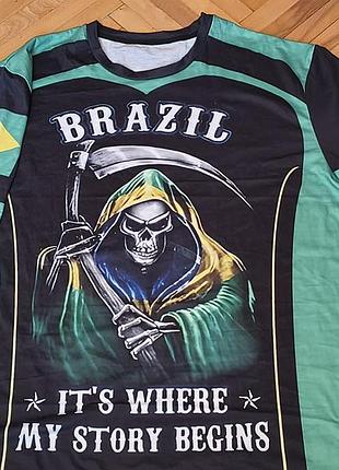 Brasil it's where my story begins - бразилия фанатская футболка с принтом смерти с косой - xxl