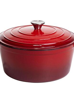 Кастрюля чугунная эмалированная 6,5 л, красный yiwu hp-flg-3 red