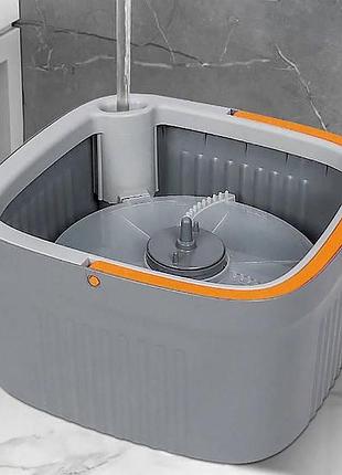 Швабра із відром квадратна mop with bucket k10 сіра