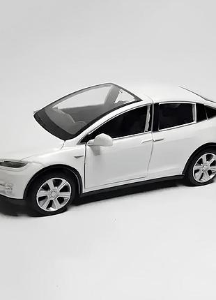 Модель автомобиля tesla model x90 1:32 — металлическая инерционная машинка с открывающимися дверями, капотом и багажником, звук и