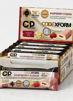 Блок протеїнових батончиків codexform protein bar, 12*50 грам - малина