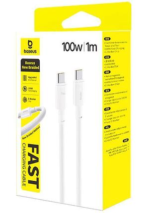 Дата кабель baseus new braided type-c to type-c 100w (1m) (e0426) 2