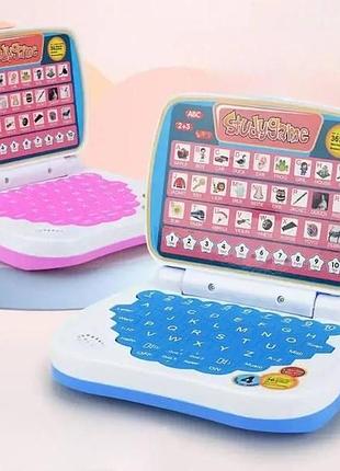 Дитячий ноутбук ah-802y для вивчення англійської мови studygame блакитний