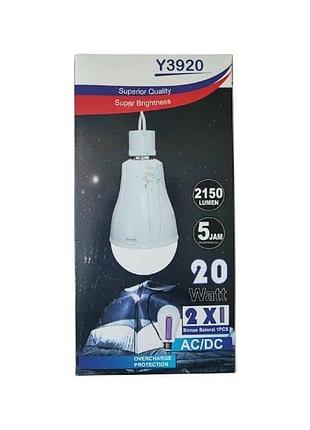Лампочка з 2 акумуляторами та гачком 20w y3920 біла