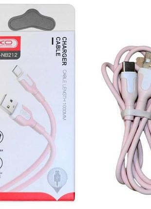 Кабель xo nb212 2.1a usb cable for type-c розовый